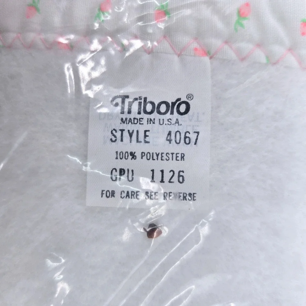 Triboro Pink Rosebud Duck Applique Baby Fleece Crib Blanket NIB 90s Vintage NEW